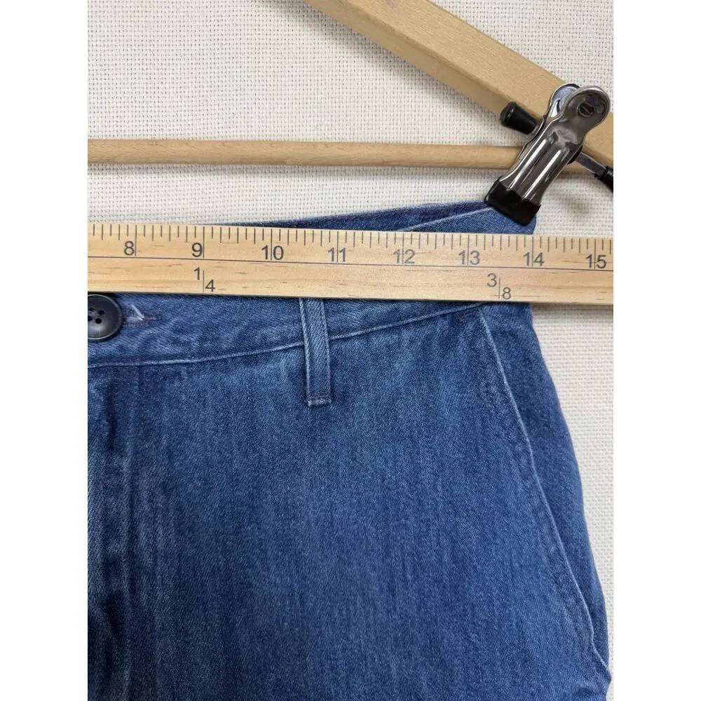 ABLE Jeans Women's 26 Cropped‎ Dark Wash Chino Wide Legs Slash Pockets